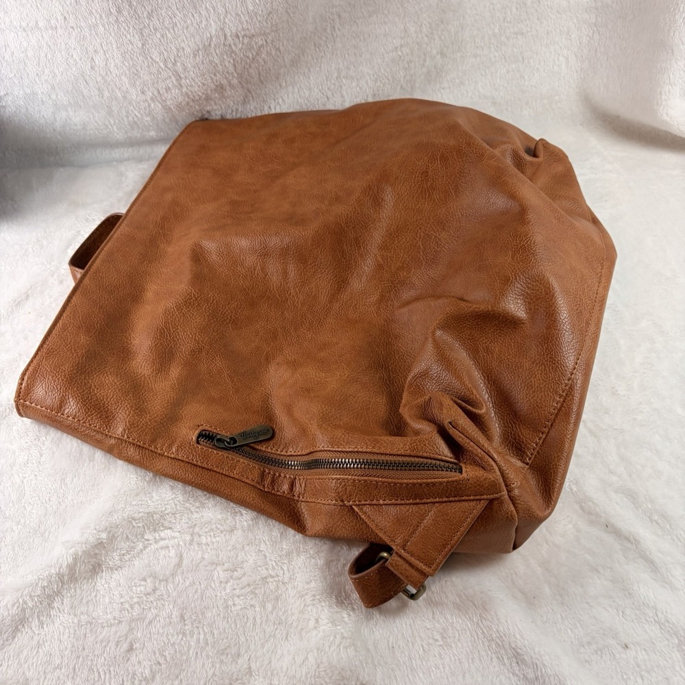 Thirty-One High Street Backpack Caramel Distressed Pebble Bag Tote Vegan Leather
